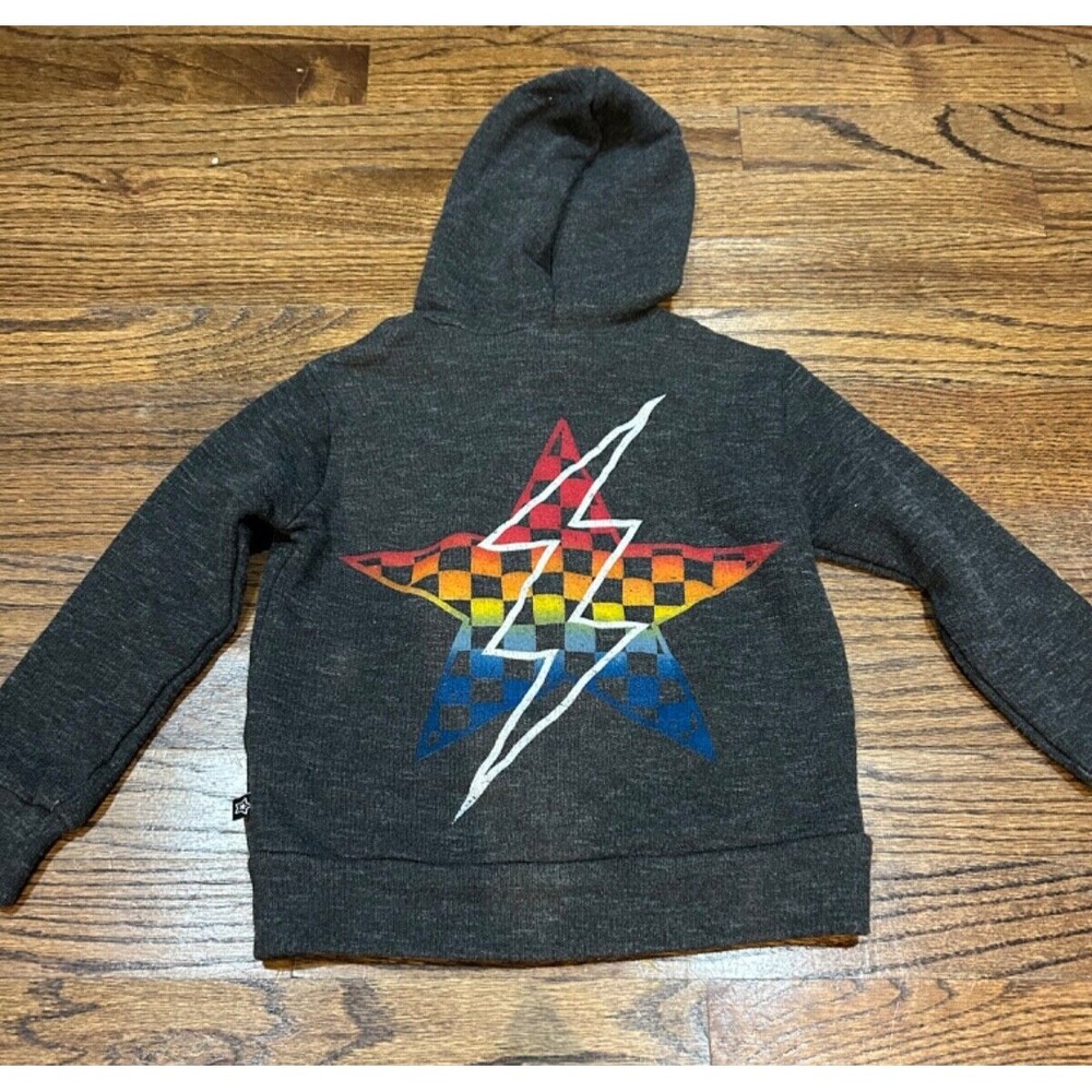 Pixie Lane Hoodie LIghtning Bolt Star Gray Boys Sz 3 EUC